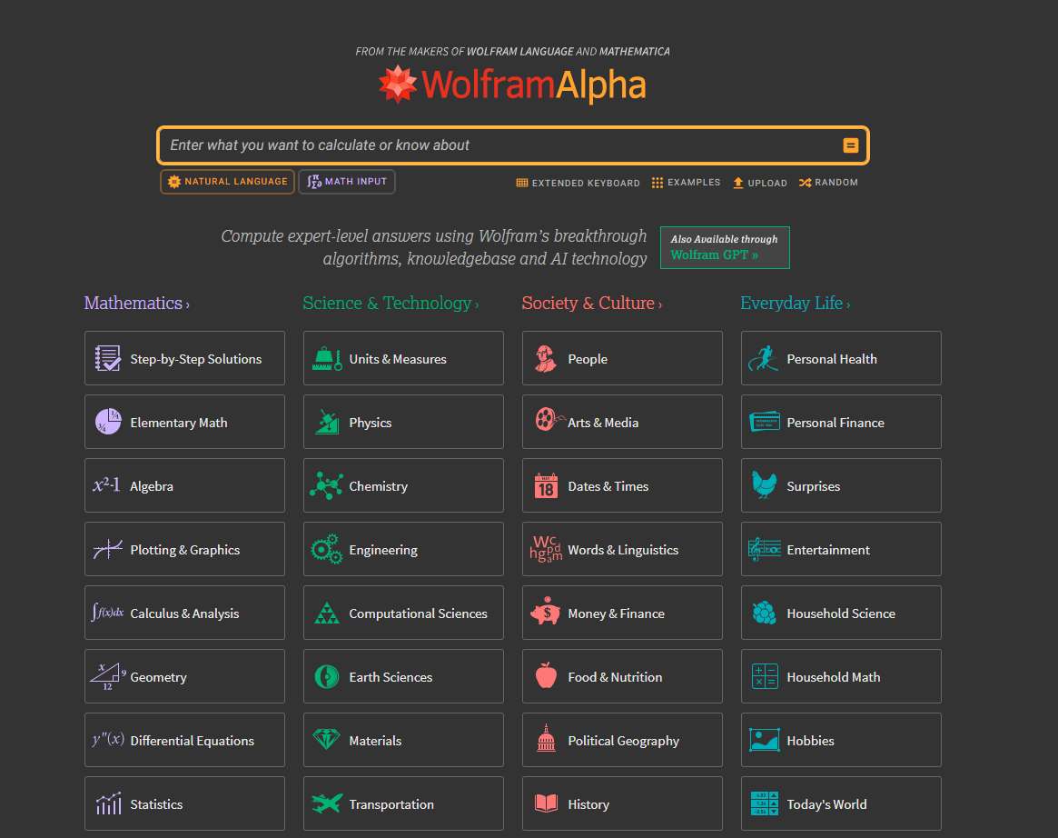 Wolfram Alpha - Best AI for Homework