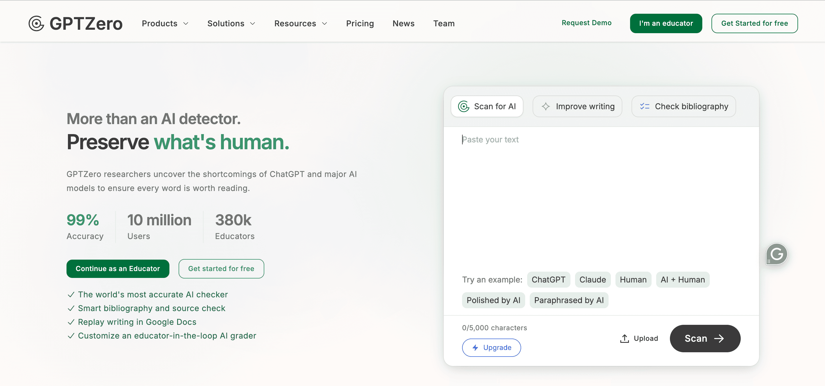 GPT Zero - Scribbr AI Checker
